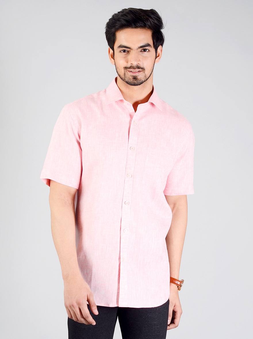 JadeBlue | Pink Textured Formal Shirts (JBR736/2,L.PINK SELF)