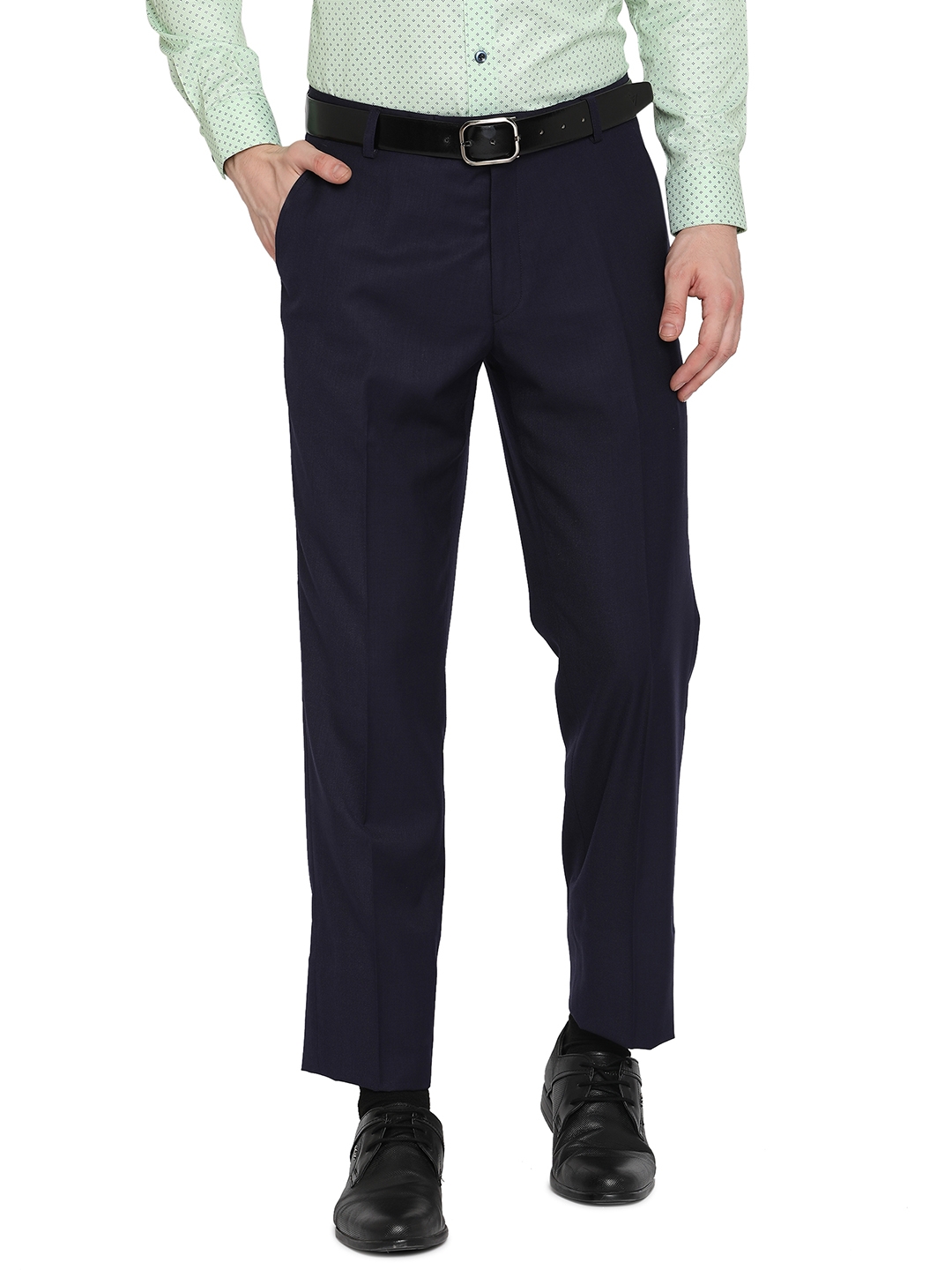 JadeBlue | Blue Solid Formal Trousers (TJBC203/3,NAVY SELF)