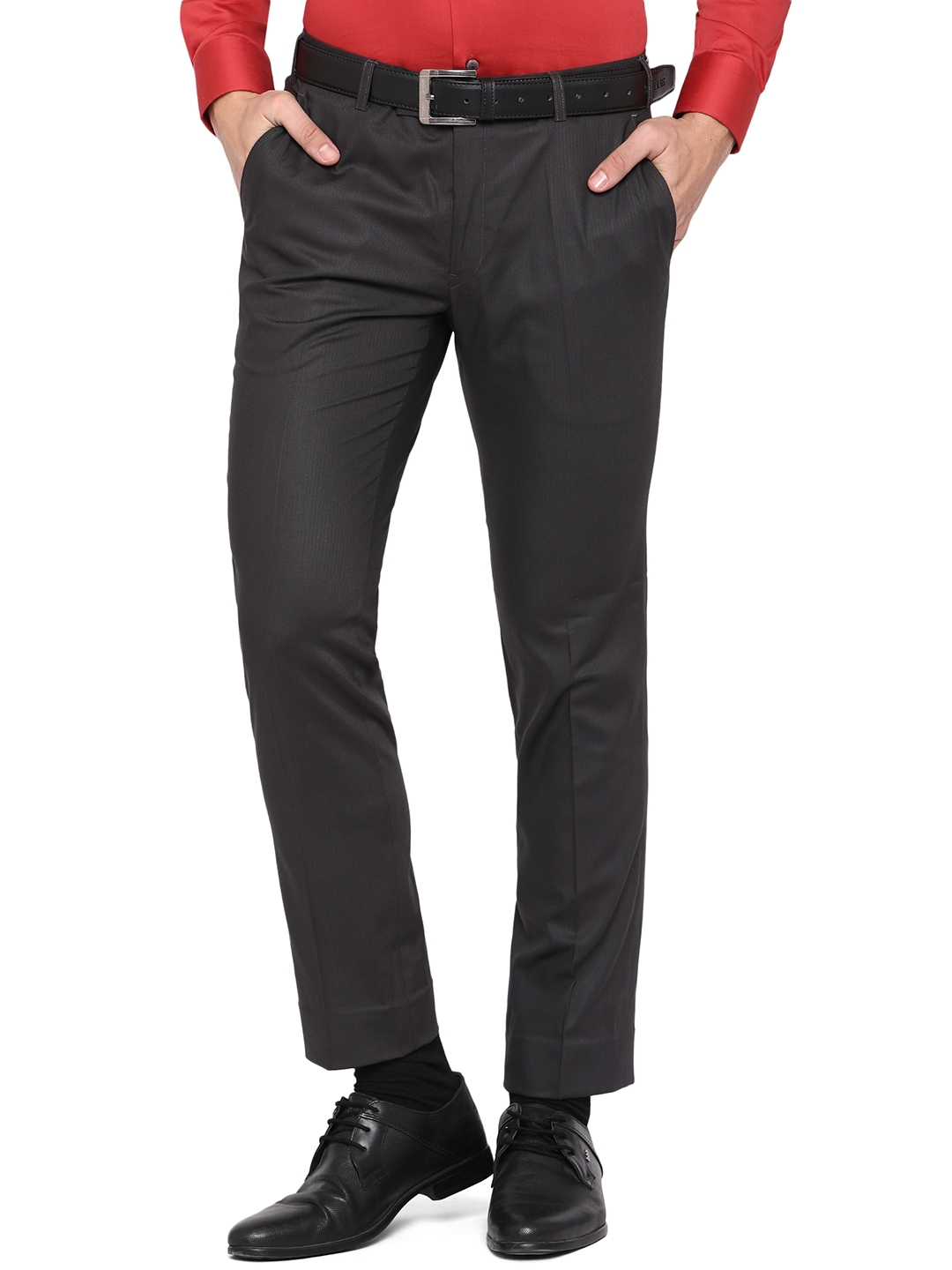 JadeBlue | Grey Solid Formal Trousers (YT44/2,DARK GREY SELF)