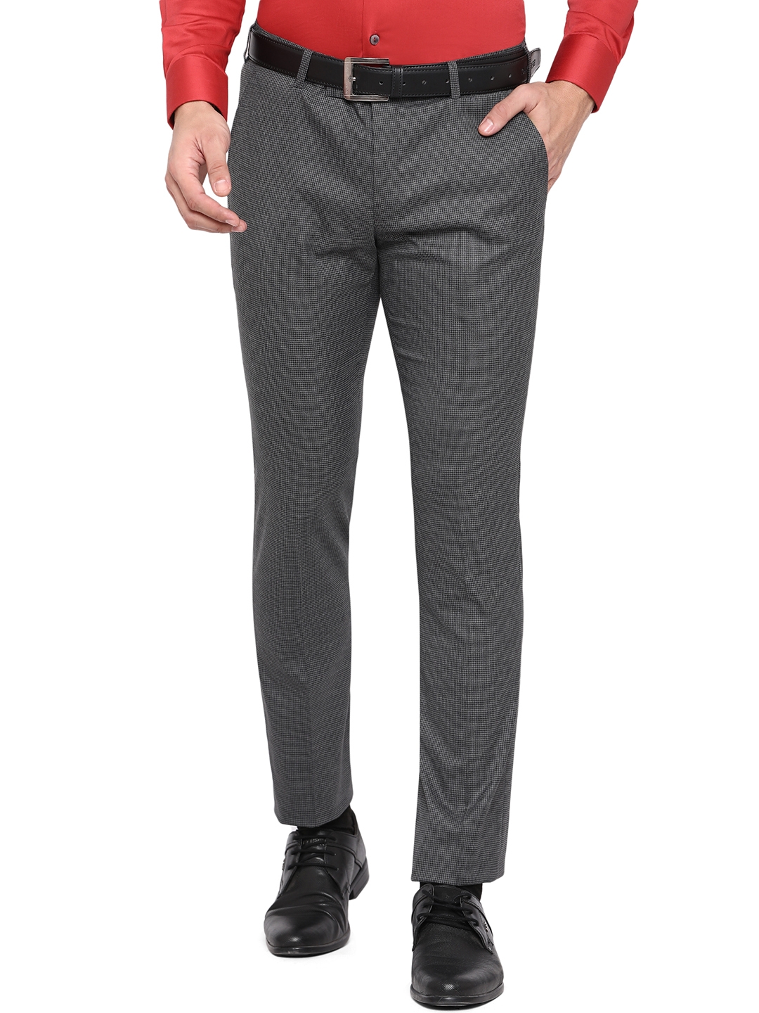 JadeBlue | Grey Solid Formal Trousers (YT46/3,GREY SELF)