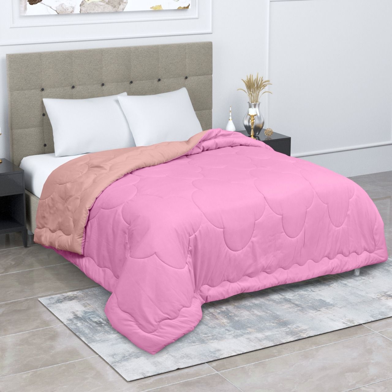 JAGURO | Cotton Reversible Double Bed Solid Quilting Comforter For Winter