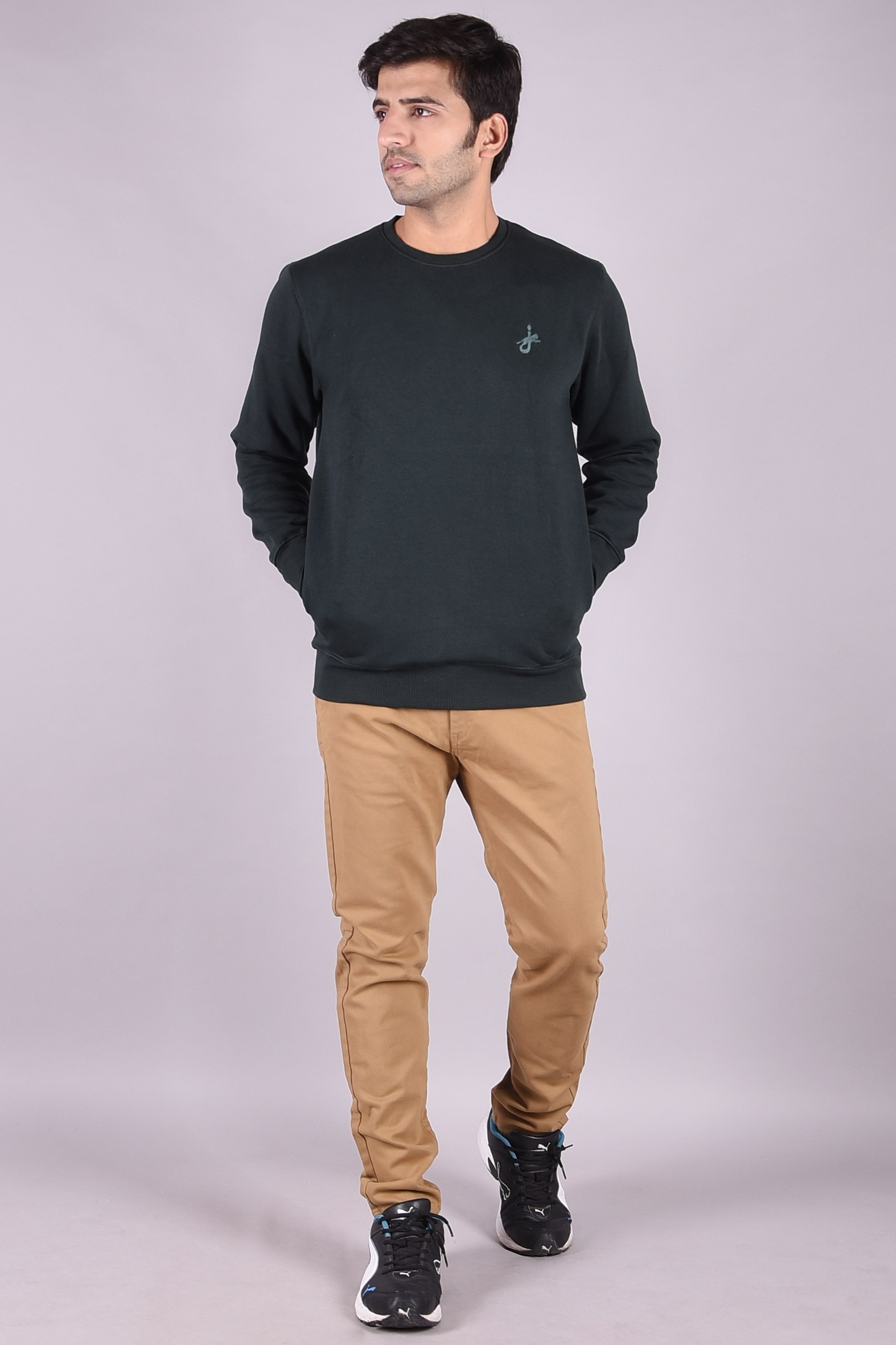 JAGURO | Trendy Men's Cotton Green SweatShirt