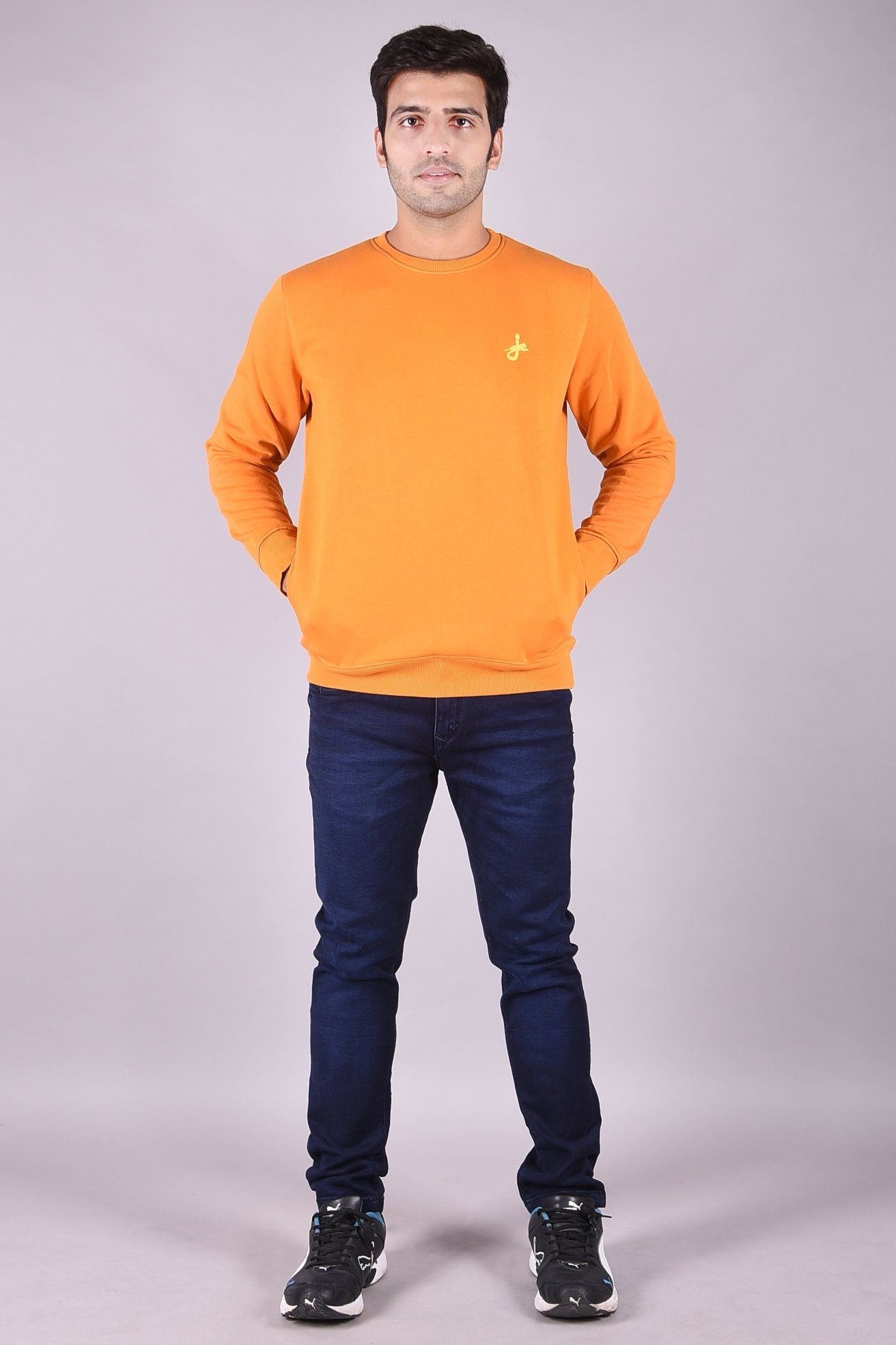 JAGURO | Trendy Men's Cotton Mustard SweatShirt
