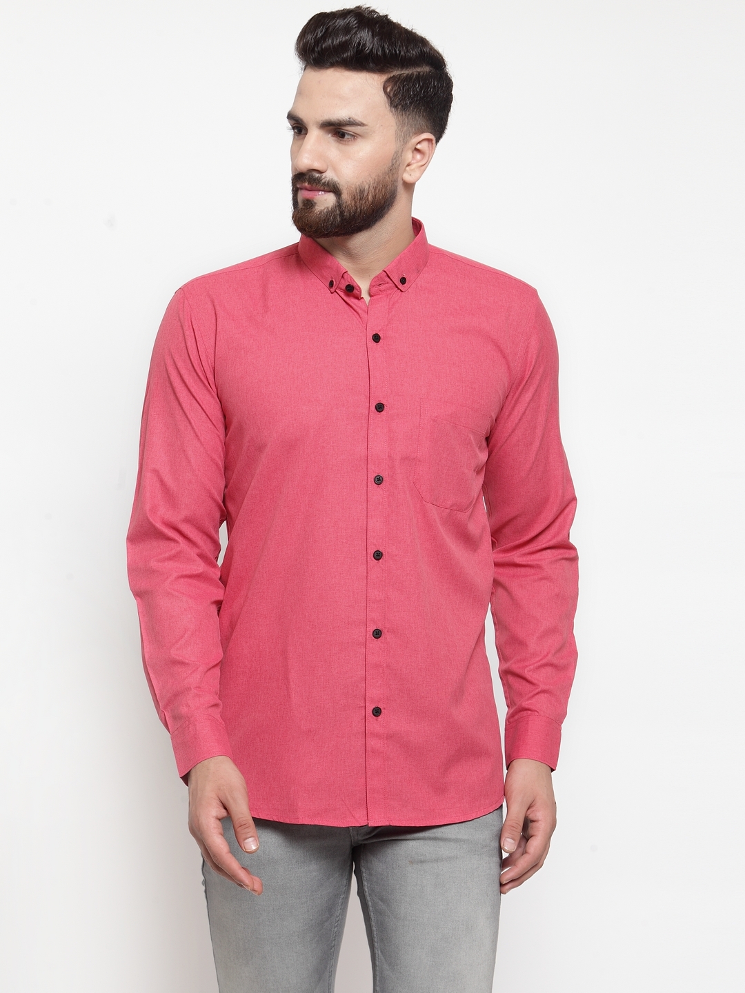 Jainish | Jainish Men's Cotton Solid Button Down Casual Shirts