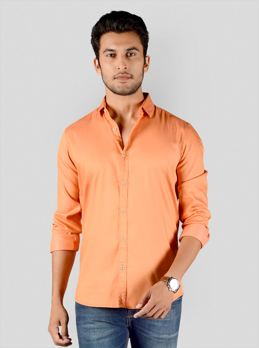 JadeBlue Sport | Ochre Orange Solid Casual Shirts (JBS-19-197B ORANGE OCHRE PLAIN)