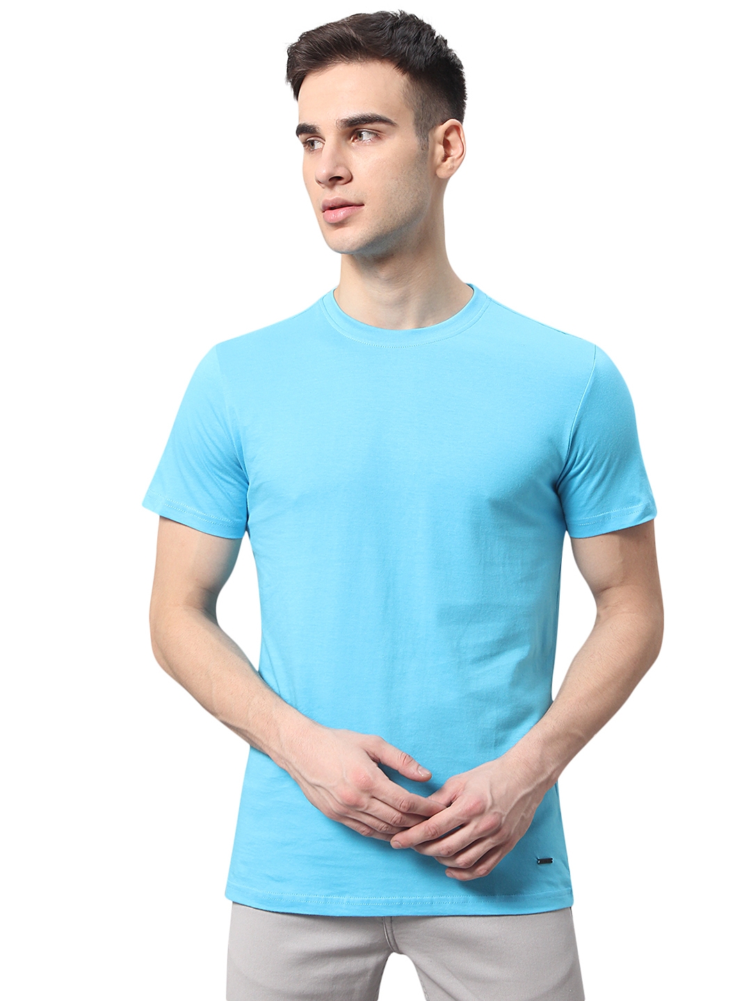 JadeBlue Sport | Rivera Blue Solid T-Shirts (JB-CR-30V RIVER BLUE)