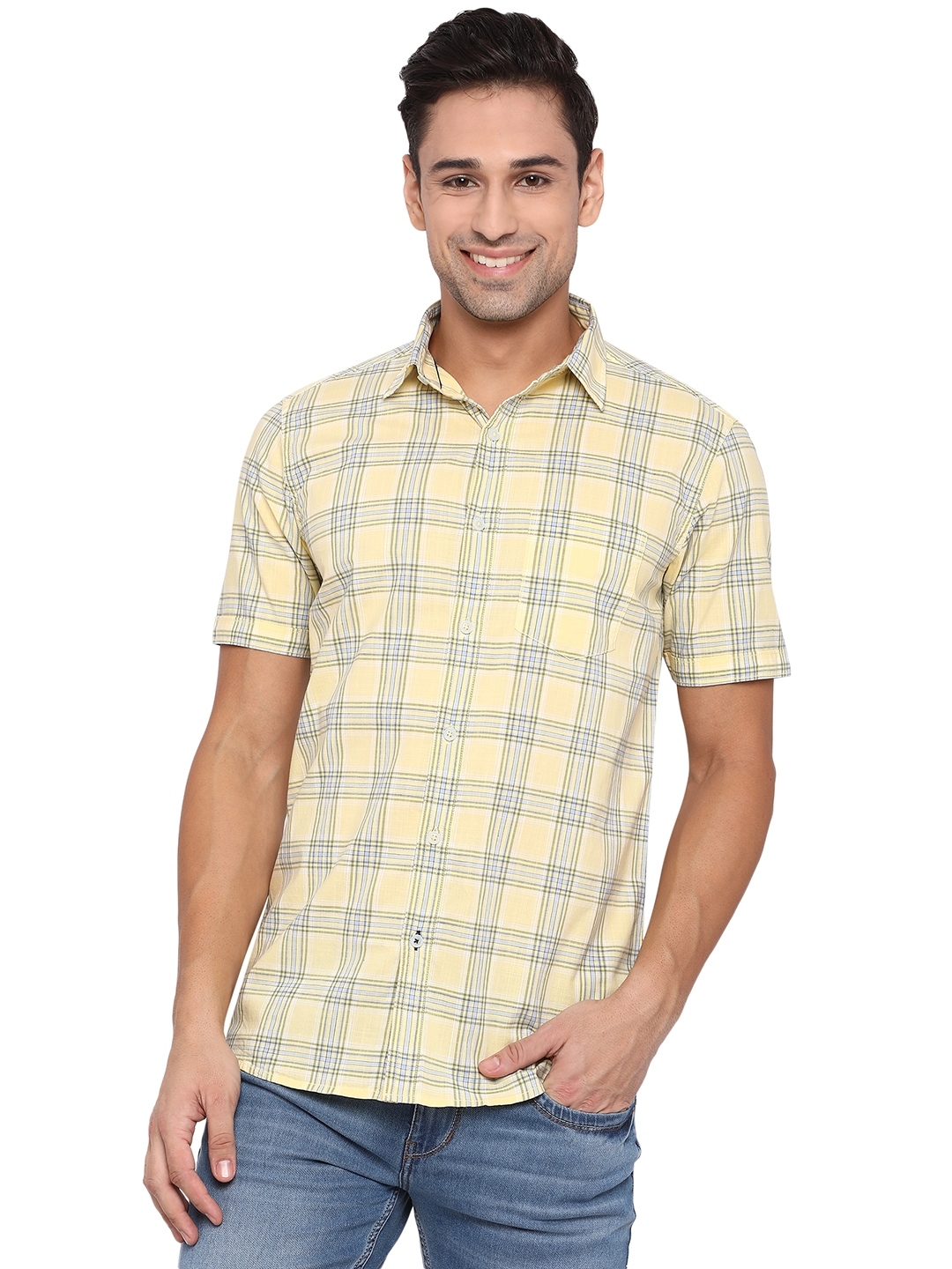 JadeBlue Sport | Mellow Yellow Checked Casual Shirts (JBS-CH-906A MELLOW YELLOW)