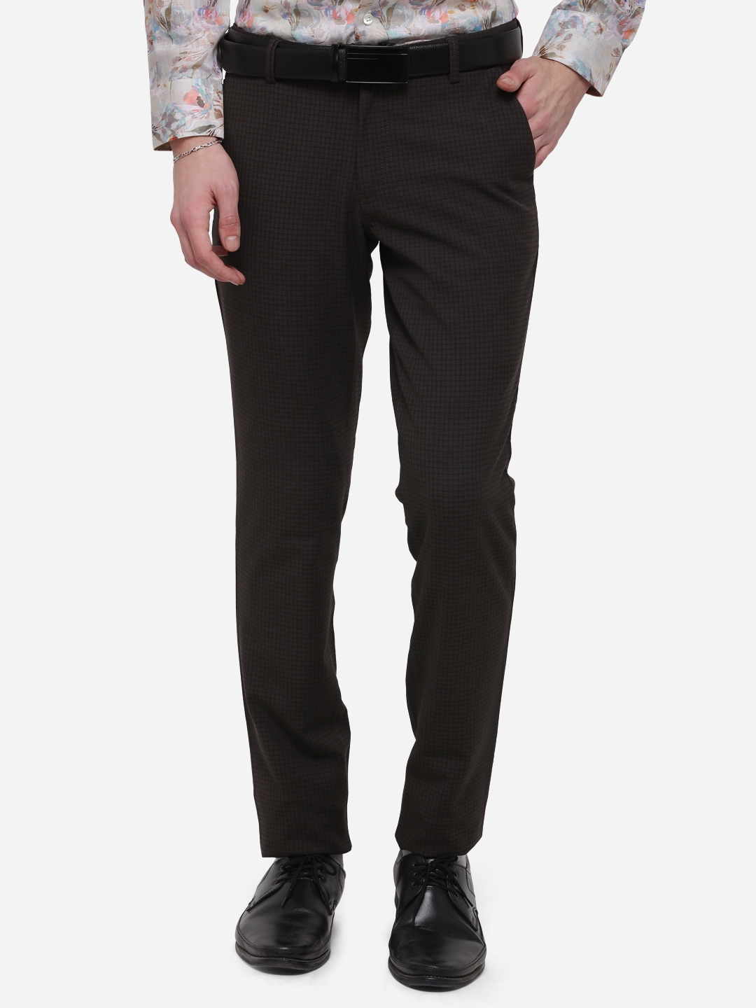 JB Studio | Brown Checked Formal Trousers -2067 (2067 BROWN CHEX)