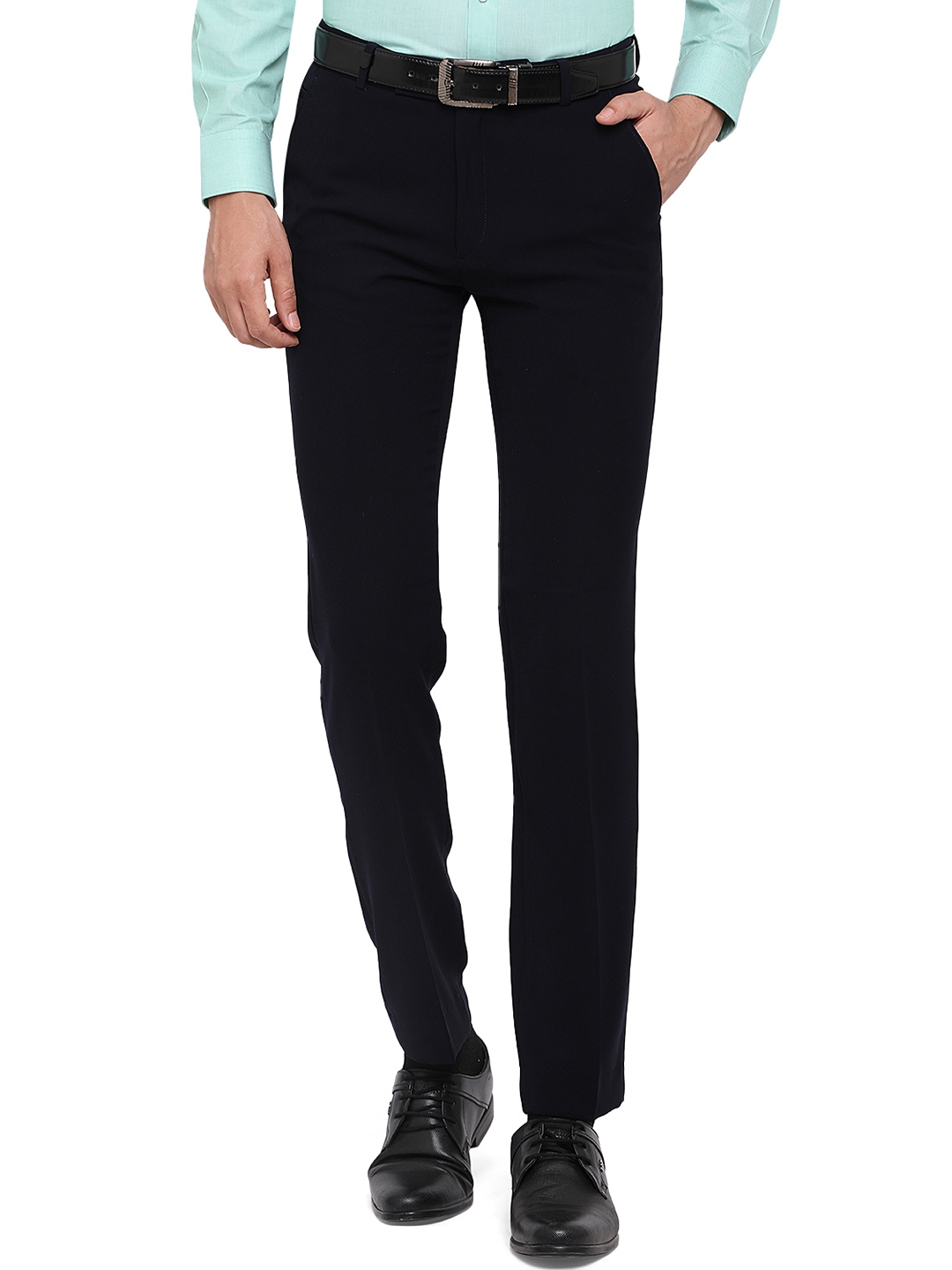 JB Studio | Blue Solid Formal Trousers (TJBSS203/1,NAVY ROCHED)