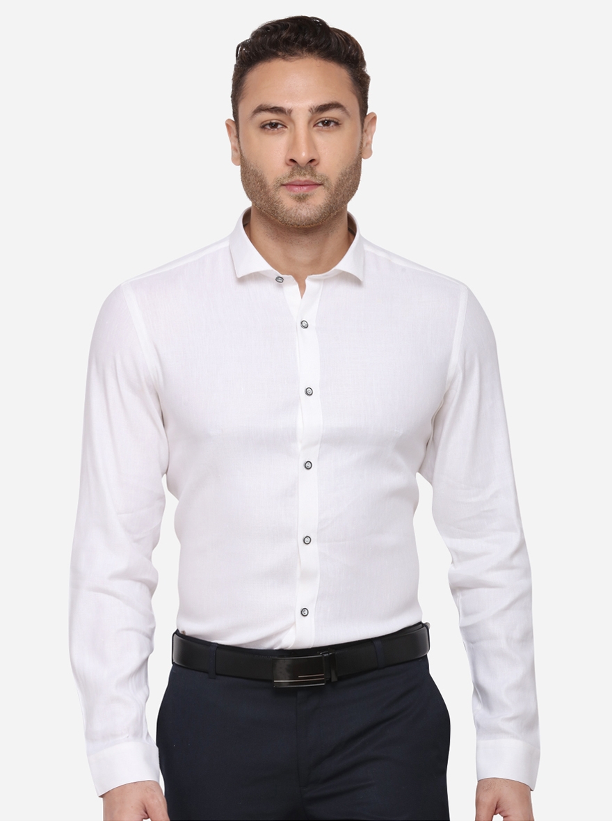 JB Studio | White Solid Formal Shirts (JBSS111/1,WHITE SELF)