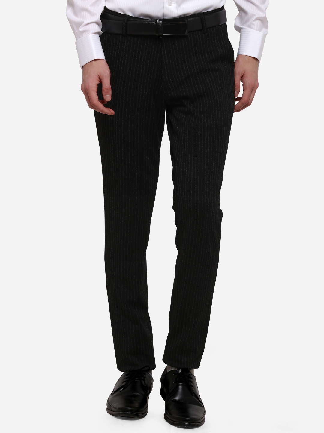 JB Studio | Black Striped Formal Trousers (TJBSS153/1,BLACK STRIPE)