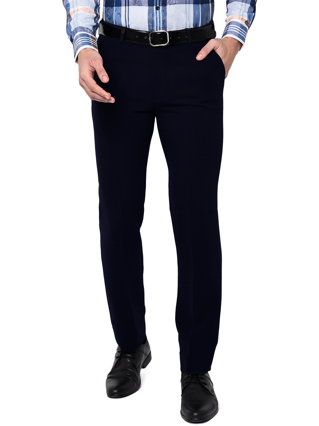 JB Studio | Blue Solid Formal Trousers (TJBSS216/1,NAVY ROCHED)