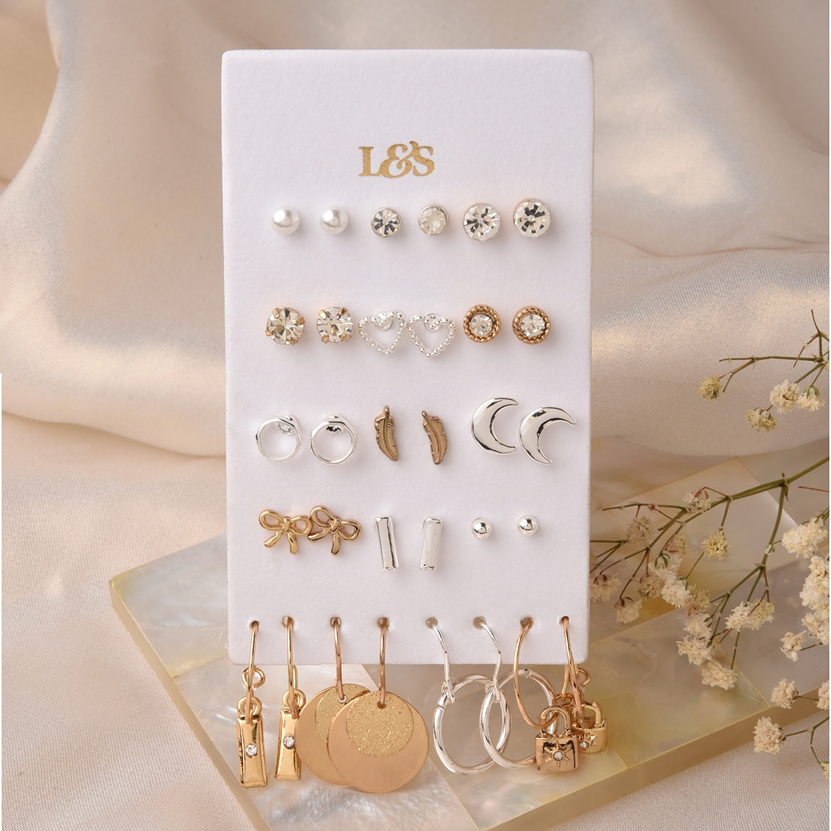 Lilly & sparkle | Lilly & Sparkle Stud And 4 Drop Earrings Pack Set Of 12