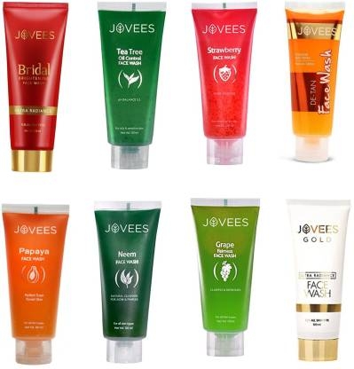 Jovees | Jovees -Eight Flavour-Bridal Brightening,Gold Ultra Radiance,Papaya,De-Tan,Tea Tree,Grape,Neem,Strawberry. Face Wash  (120 Ml)