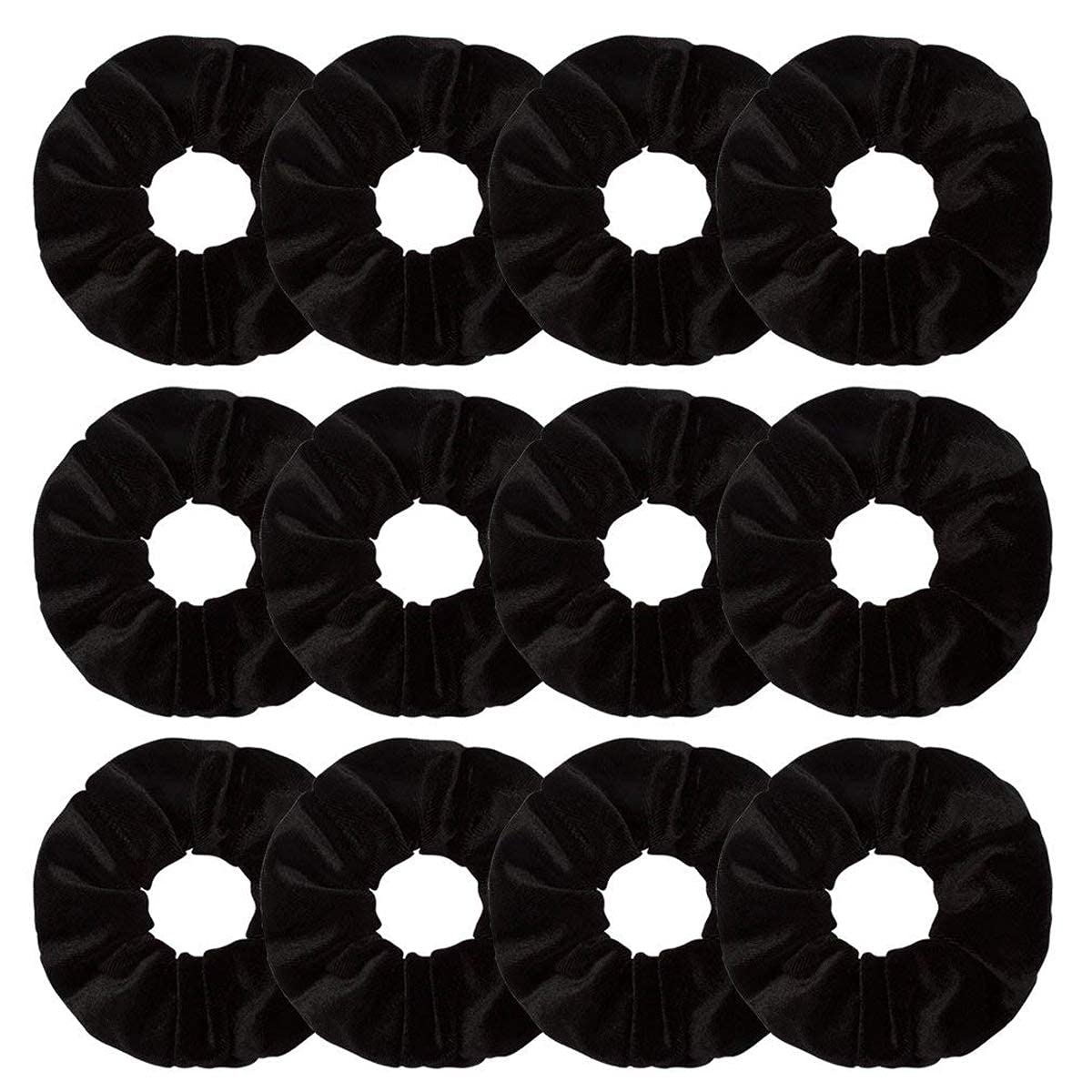 LACE IT | Black Velvet Hair scrunchies Rubber Band Pack Of 1 (12 Pieces)