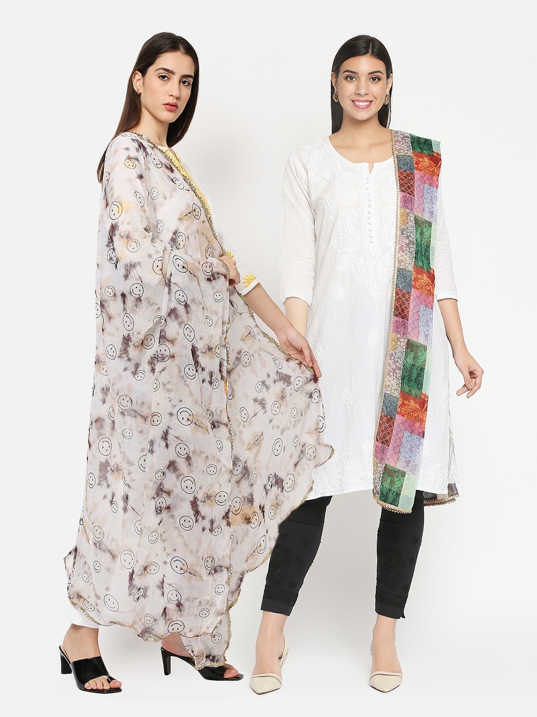Get Wrapped | Get Wrapped Digital Printed Dupatta with Border Combo for Women - Pack of 2