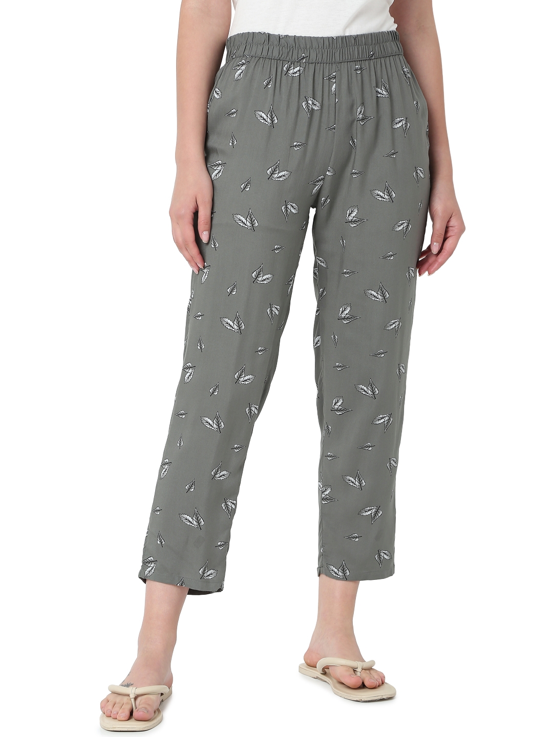 Smarty Pants | Smarty Pants women's cotton grey color floral print pajama. 
