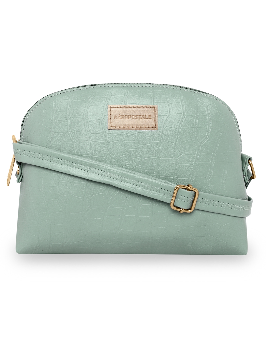 Aeropostale Textured Kylie PU Sling Bag with non-detachable strap (Green)