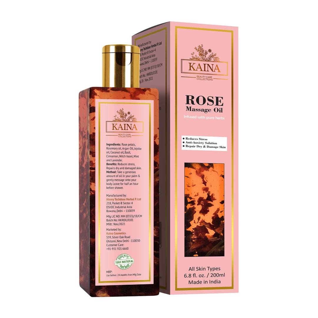 Kaina Cosmetics | Kaina Rose Oil For Skin - Enriched With Organic Extract, Nourishment For Skin, Reduce Stress, Anti-Anxiety Solution