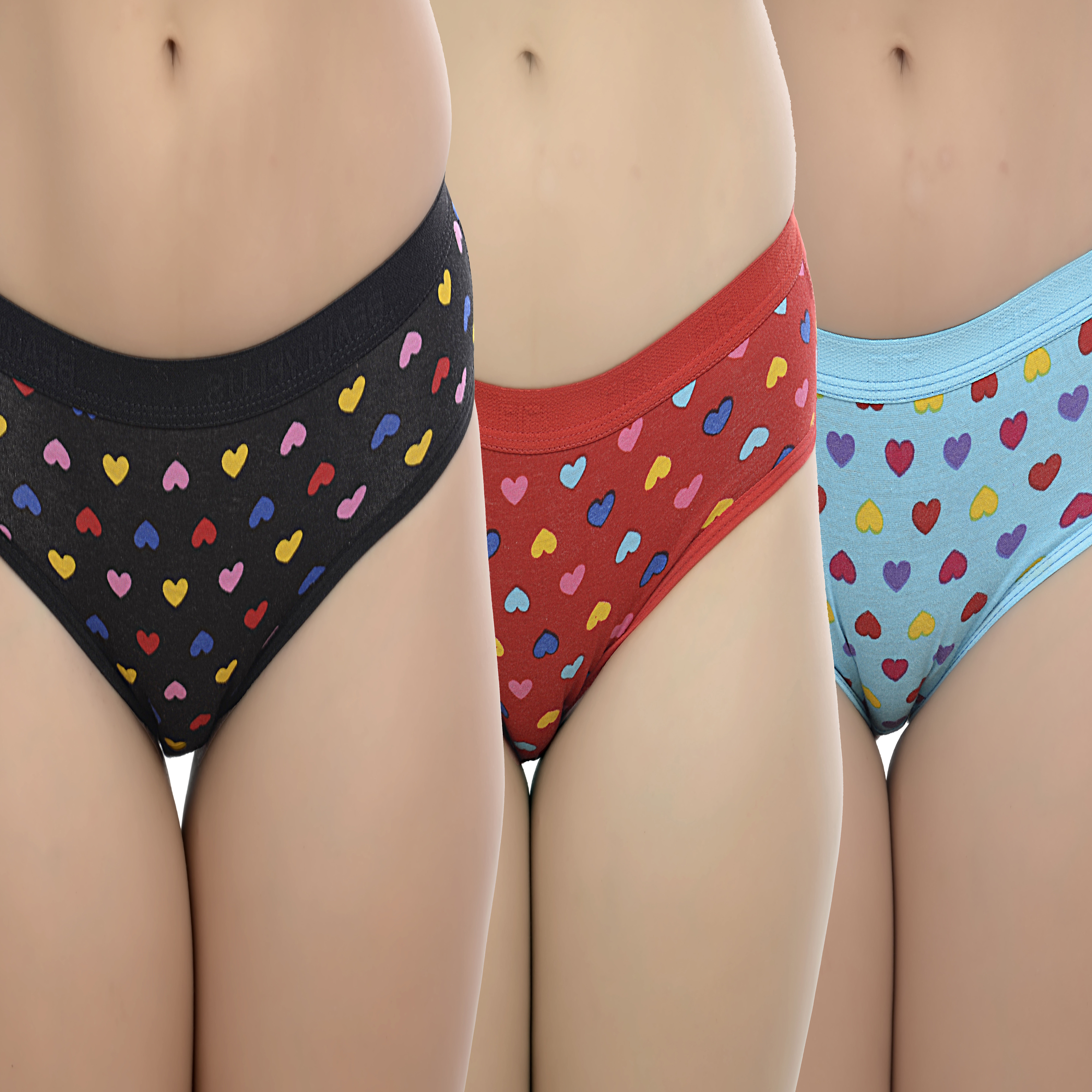KAMMY FASHIONABLES | Kammy Fashionables Black, Red & Blue Colour Soft Cotton Printed Panties (Set of 3 Panties)