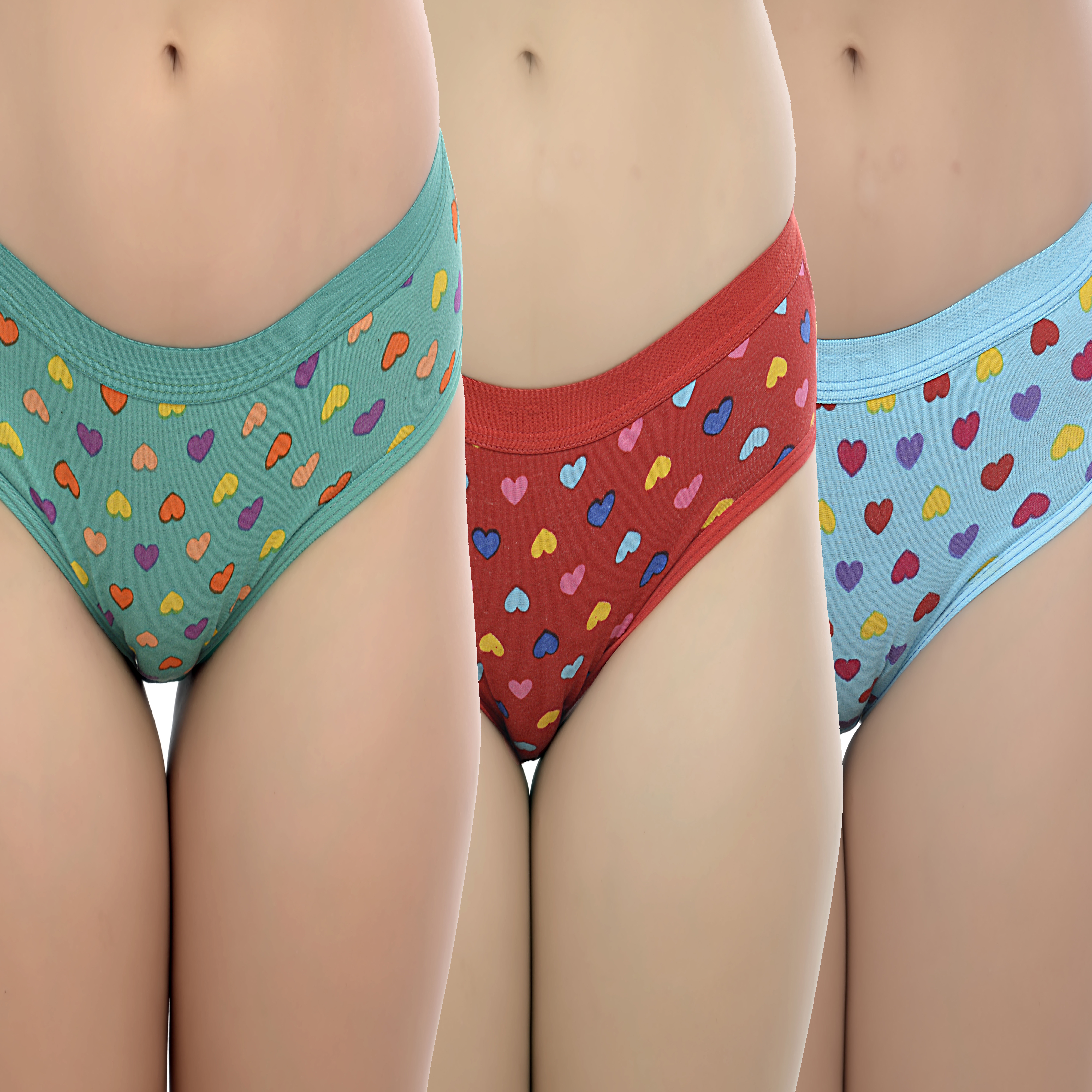 KAMMY FASHIONABLES | Kammy Fashionables Red, Green & Blue Colour Soft Cotton Printed Panties (Set of 3 Panties)
