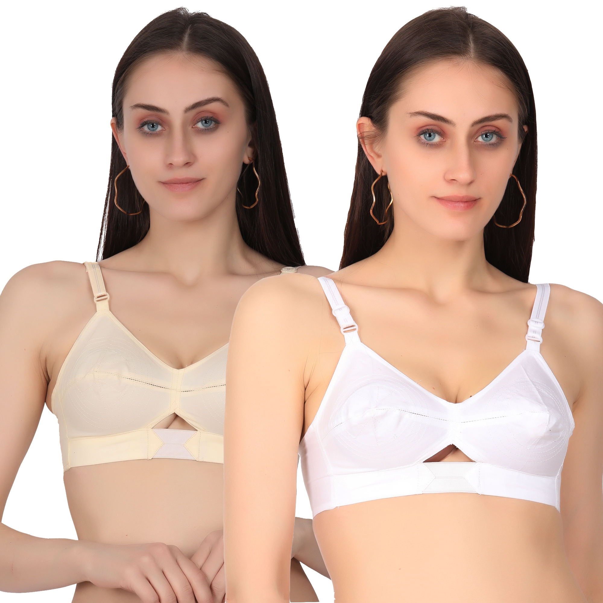 Kammy Fashionables white, beige Colour Cotton Fabric Bra for Womens & Girls