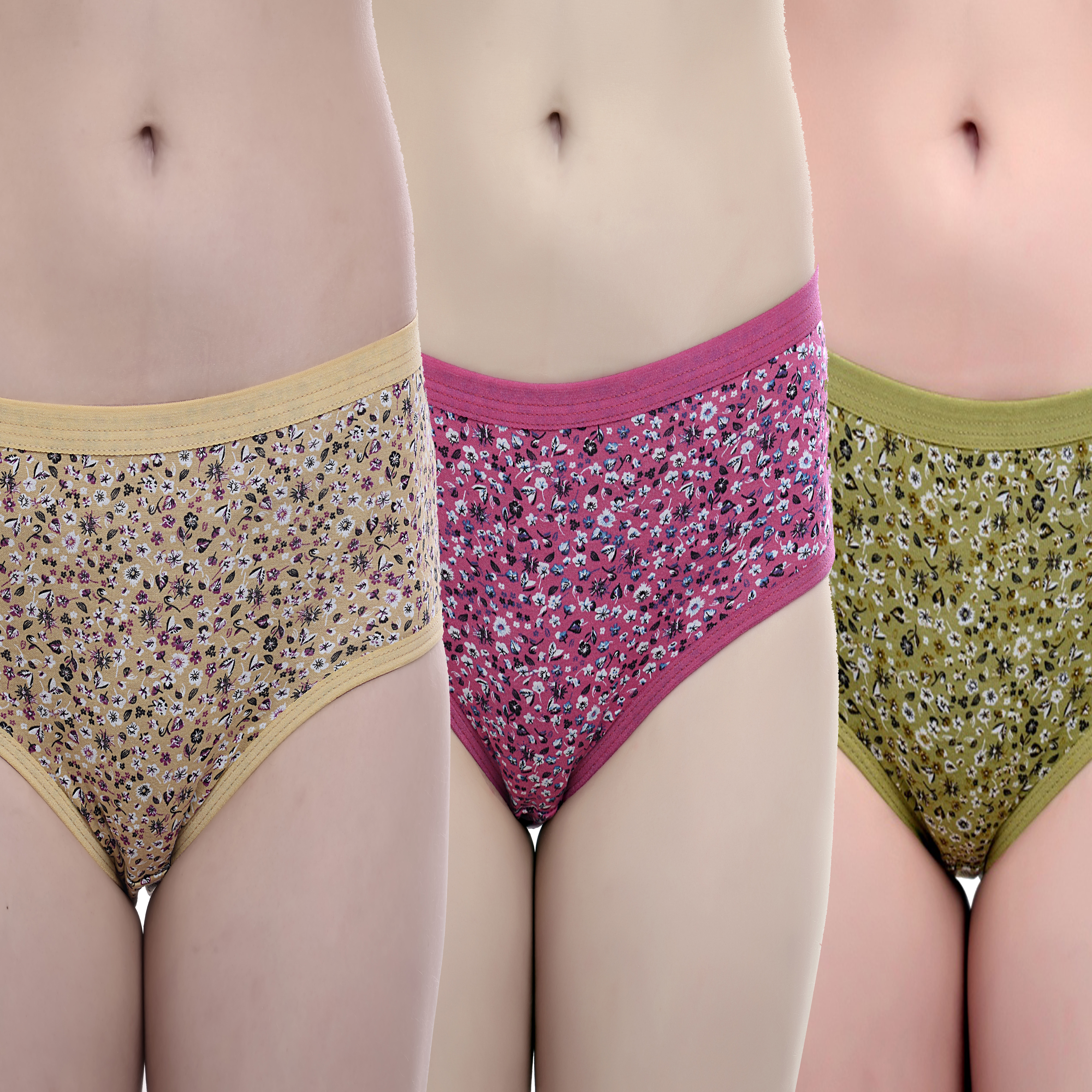 KAMMY FASHIONABLES | Kammy Fashionables Beige, Green & Pink Colour Soft Cotton Printed Panties (Set of 3 Panties)