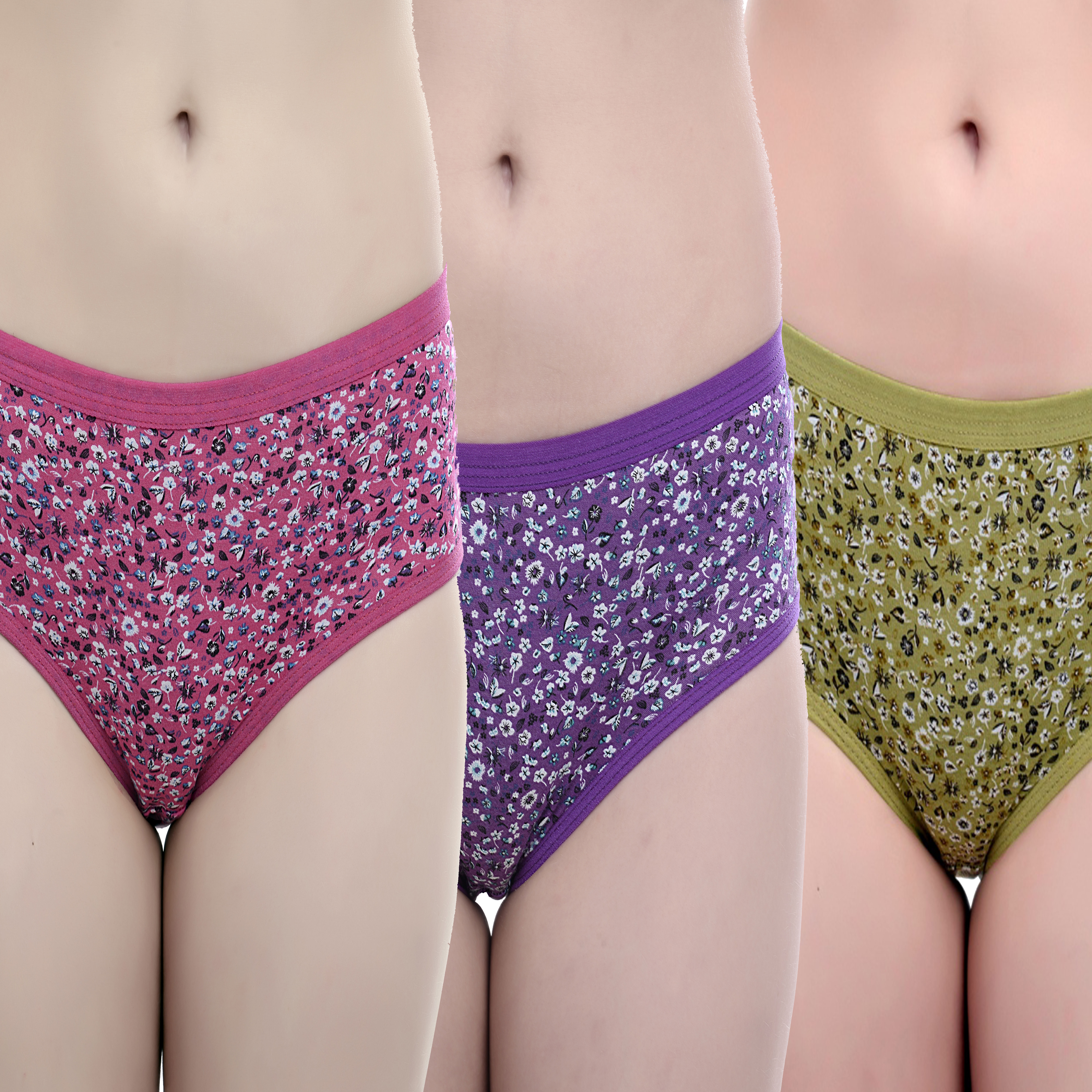 KAMMY FASHIONABLES | Kammy Fashionables Purple, Green & Pink Colour Soft Cotton Printed Panties (Set of 3 Panties)