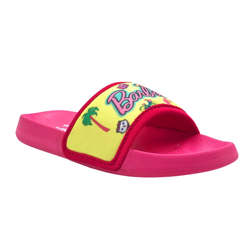 KazarMax | KazarMax Hopits Kids Girls Yellow Barbie Hearts Print Flip Flop/Soft, Comfortable, Indoor & Outdoor Slippers