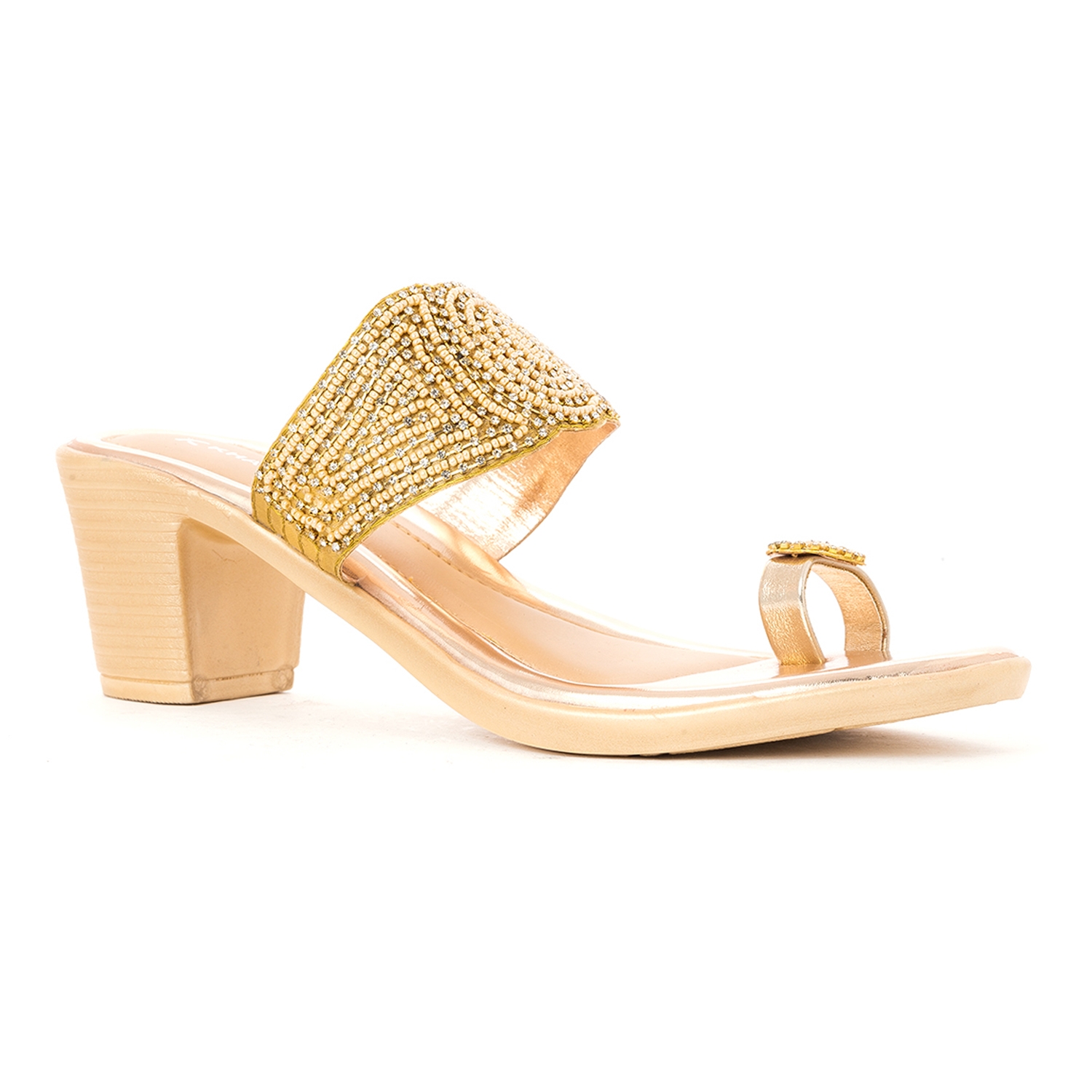 Khadim | Khadim Gold Heel Slip On Sandal for Women