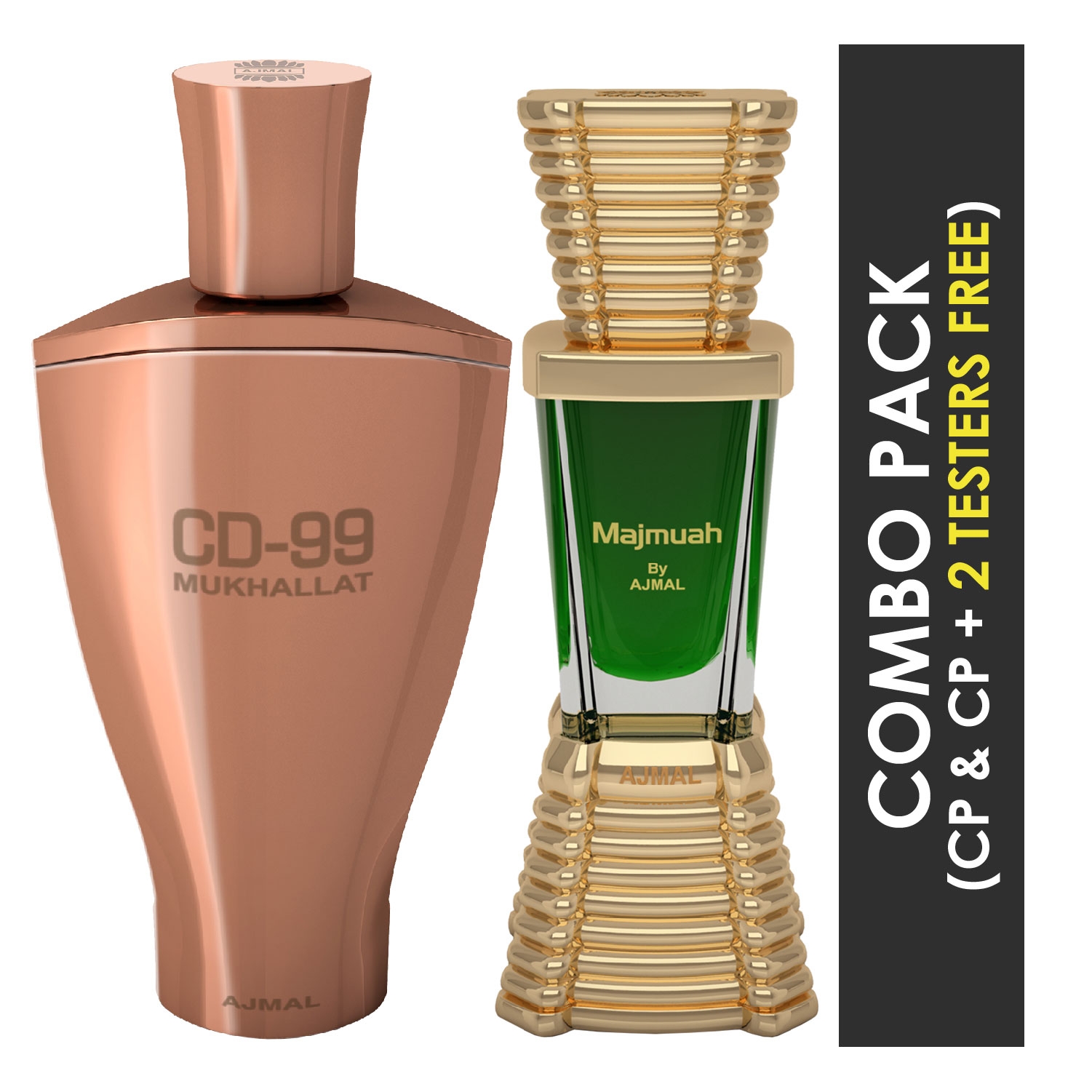 Ajmal | Ajmal CD 99 Mukhallat Concentrated Perfume Attar 14ml for Unisex and Majmua Concentrated Perfume Attar 10ml for Unisex + 2 Parfum Testers FREE