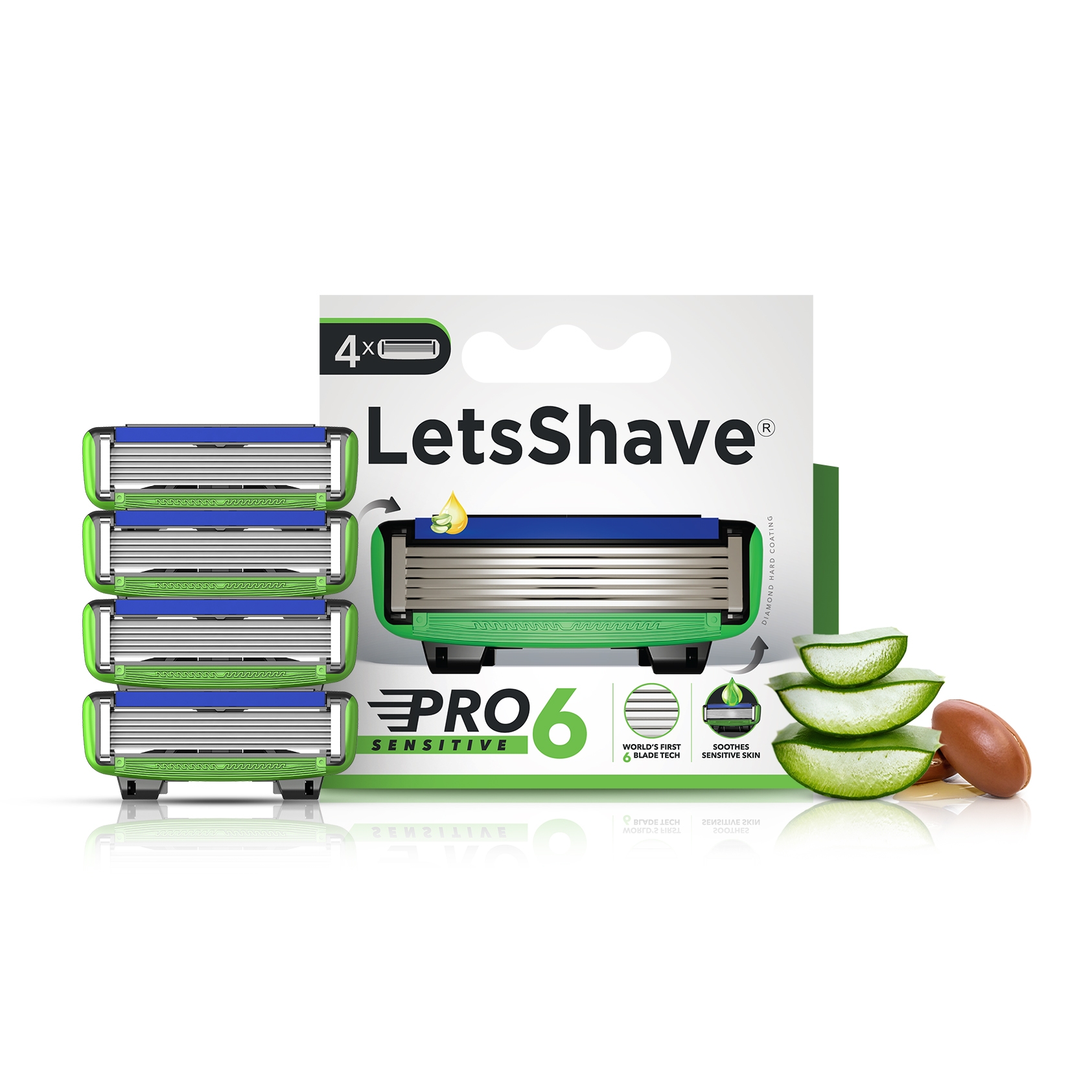 LetsShave Pro 6 Sensitive Shaving Blades - Pack of 4 Razor Blades