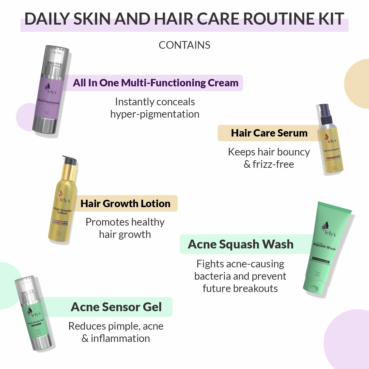 Daily Skin and Hair Care Routine Kit – Set of 5, Beauty Set, Essentials  Combo, skin care combo, Hair Care Combo, Acne Skin Combo, Oily Skin, Scalp  Nourishment, Acne Face Wash, Frizzy Hair