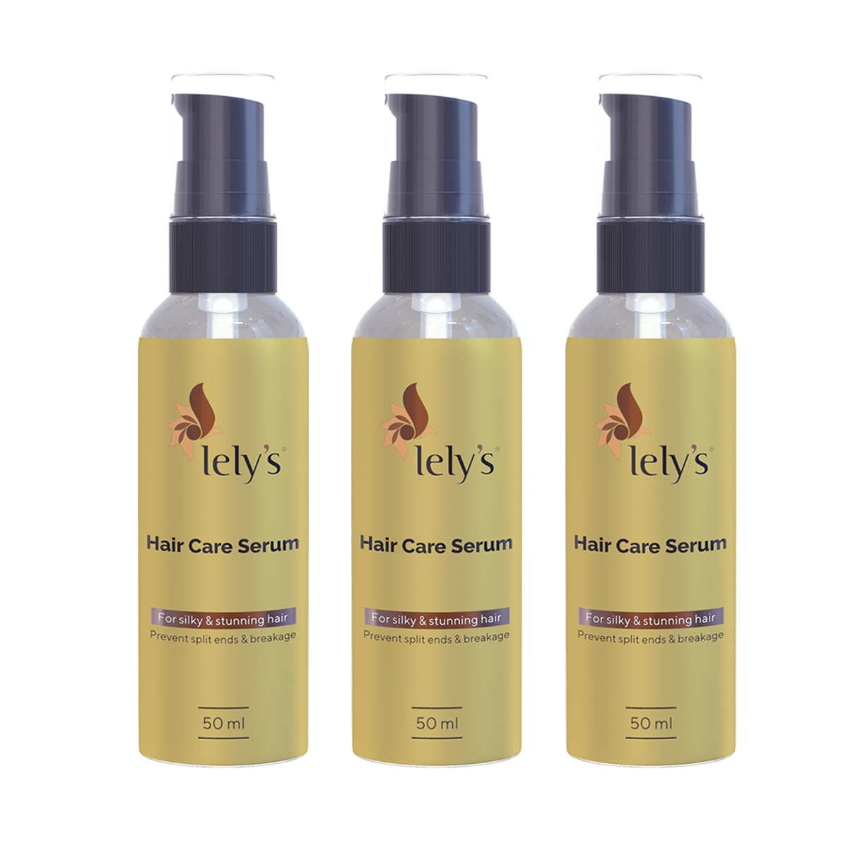 lely's | Lely’s Hair Care Serum - Non-Sticky, Gorgeous & Shiny Hair, Hydrates Dry Hair, Repairs Hair, All Hair Types, Frizz-Free Hair, For Men & Women - 50 Ml Pack of 3