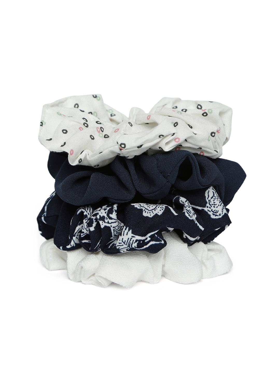 Lilly & sparkle | Lilly & Sparkle Navy Blue And White Scrunchies Set Of 4