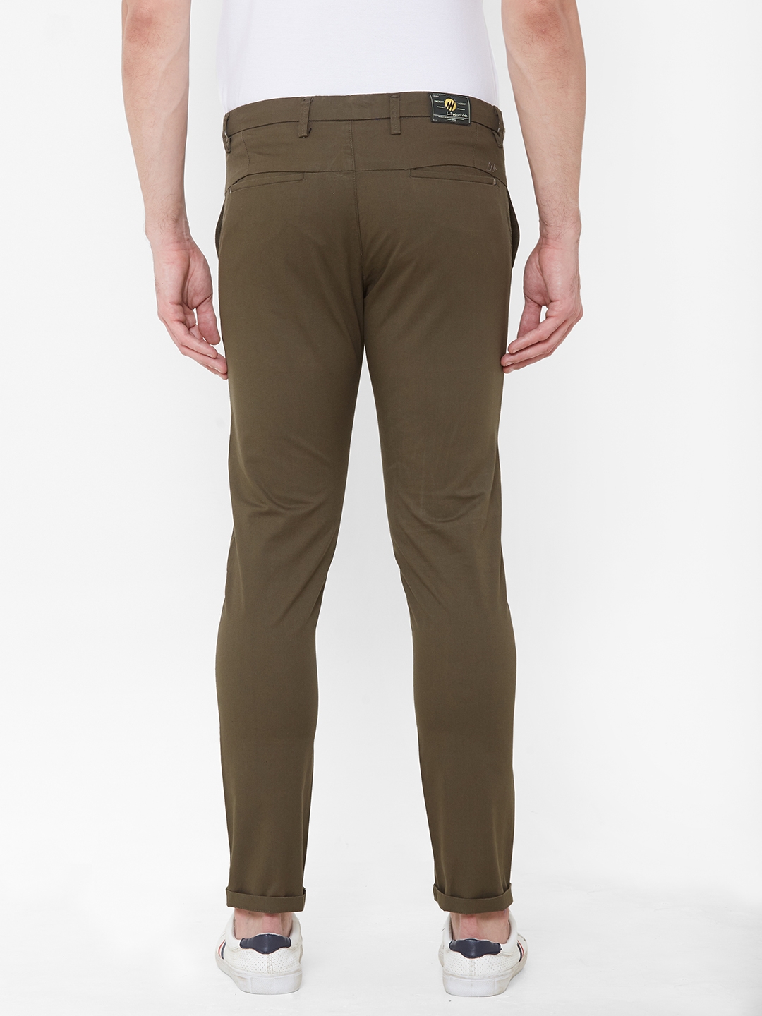 Livewire Men's Cotton Lycra Olive Slim Fit Solid Trouser
