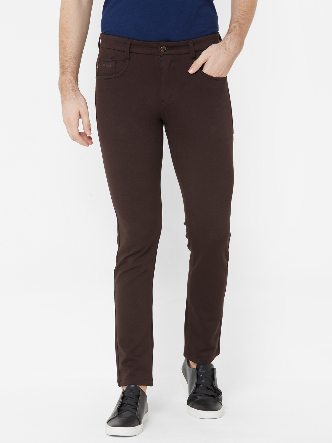 Livewire | Livewire Men's Cotton Lycra Coffee Slim Fit Solid Trouser