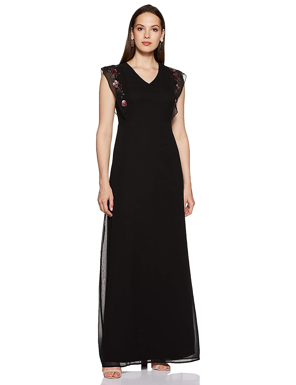LY2 Embellished cap sleeved a-line maxi Dress 