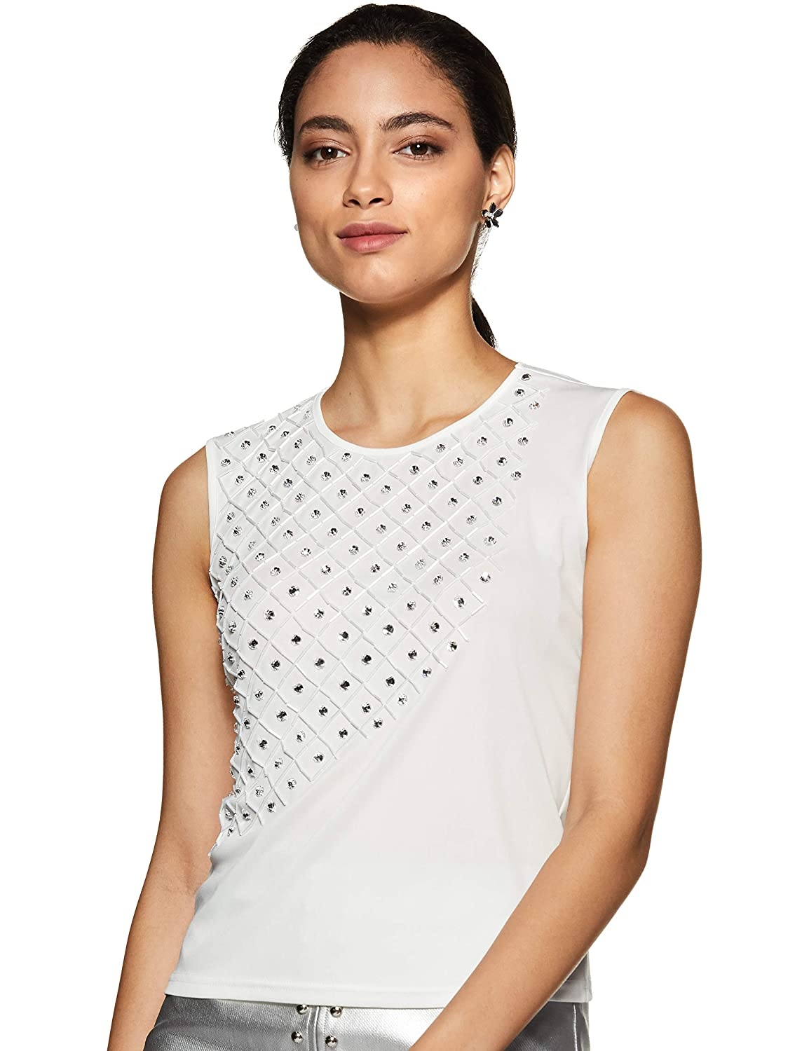 LY2 The unique embellishments hand embellished Top - White