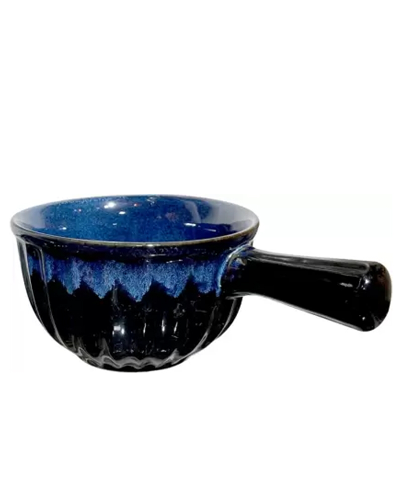 Order Happiness | Order Happiness Ceramic Indigo Serving Bowl with Handle Blue Stoneware, Ceramic Serving Bowl Blue Colour