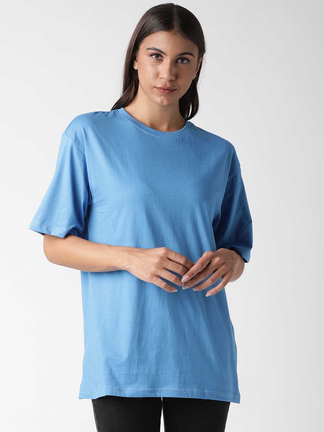 Blue Saint | Blue Solid T-Shirts (K7S21WNKM8021-BSWA-40-A-Blue)