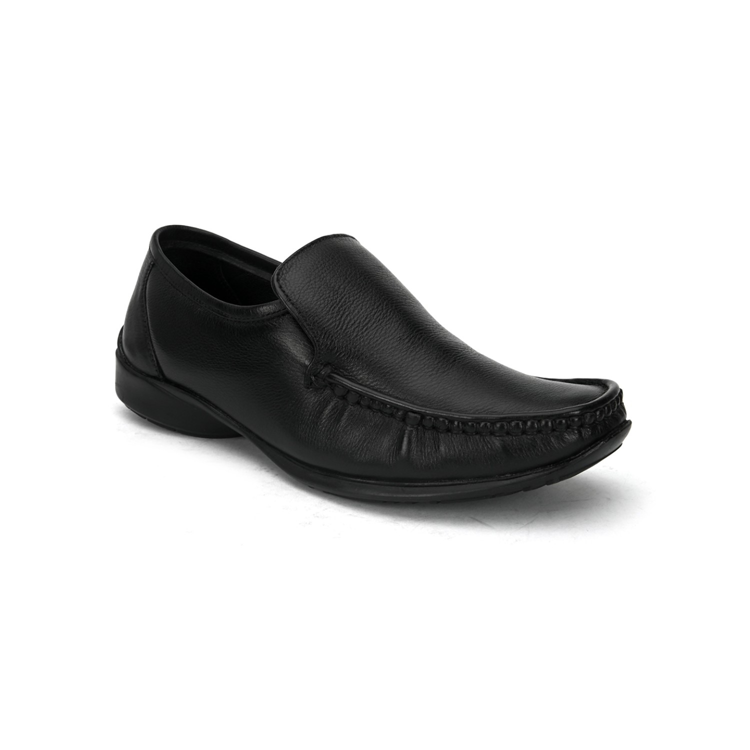MAC DAFF Black Genuine Leather Slip On Loafers For Men