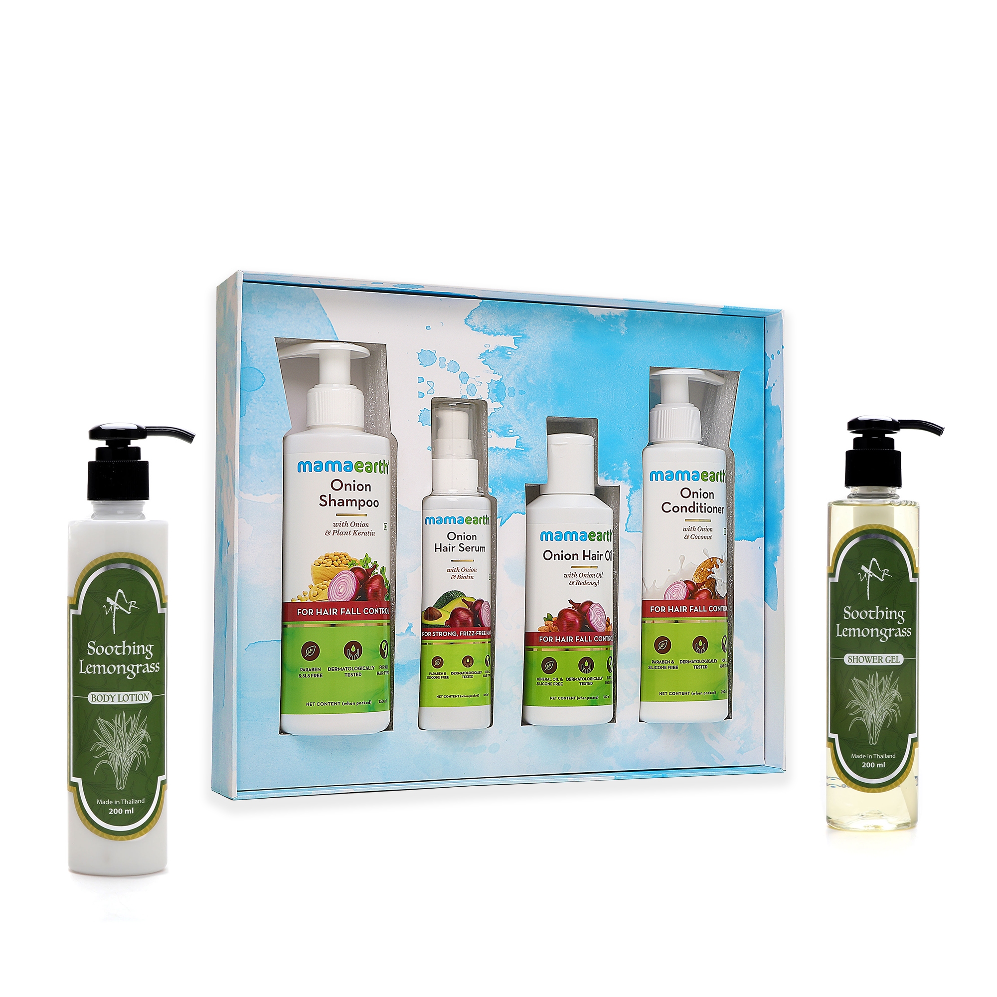 Mamaearth | Mamaearth Anti Hairfall Regimen Kit with UXR Soothing Lemongrass Body Wash 200ml & Soothing Lemongrass Shower Gel 200ml