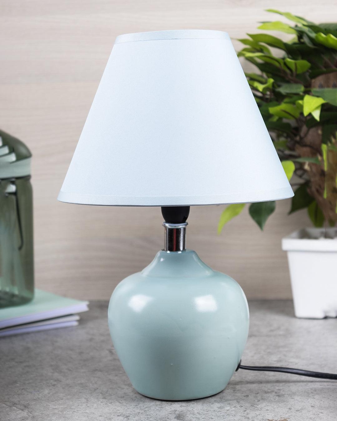 Market 99 | Market 99 Pyramid Shape Table Lamp Side Table for Living Room & Bedroom Diwali Christmas D�coration Lighting in Ceramic, Turquoise (20 X 20 X 30 cm)