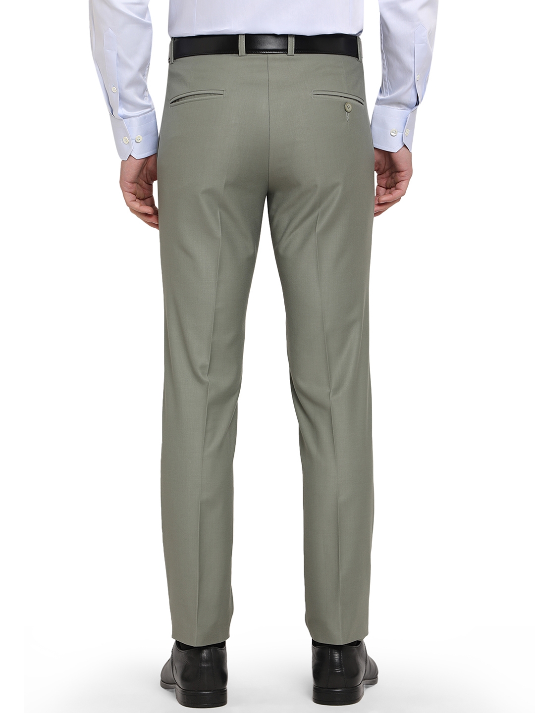 Metal | Green Solid Formal Trousers (TMS121/3,OIL GREEN SELF)