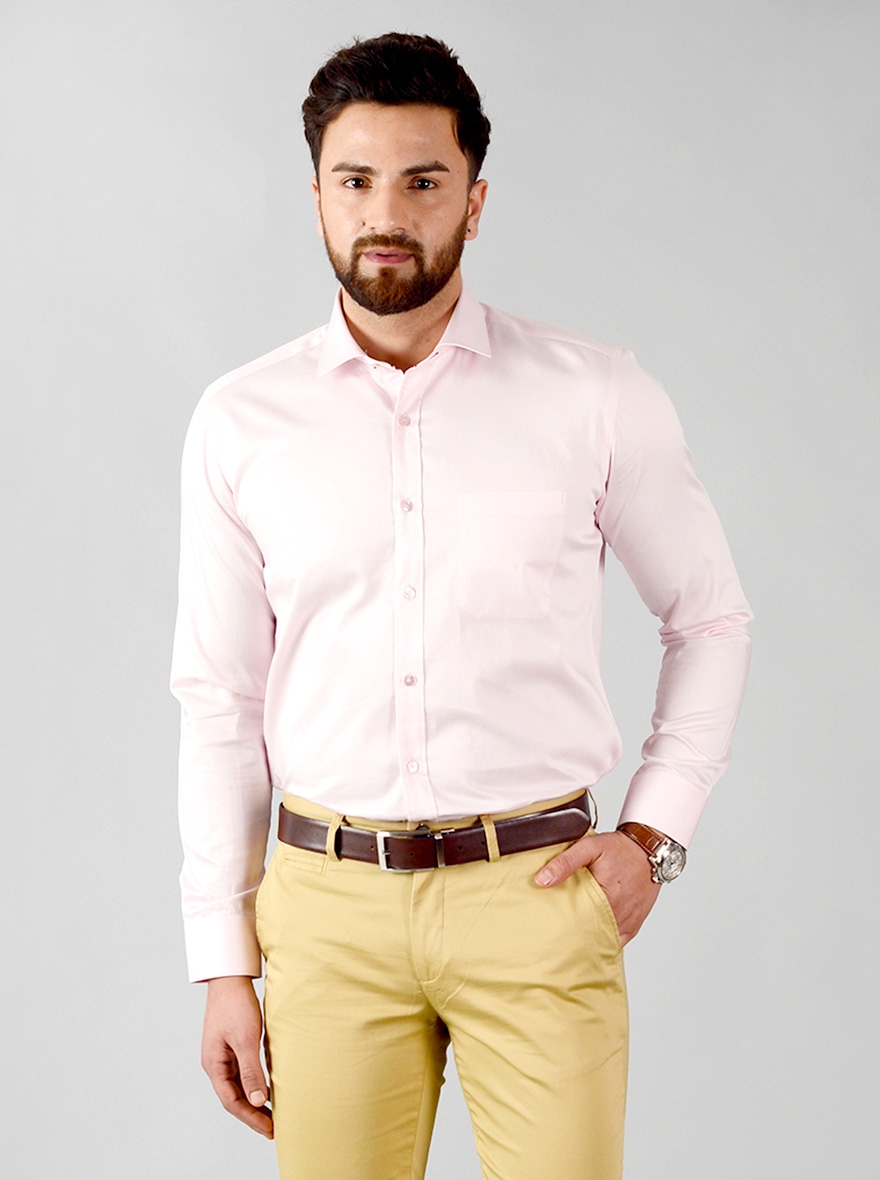 Metal | Pink Solid Formal Shirts (MS309/2,LIGHT PINK PLAIN)