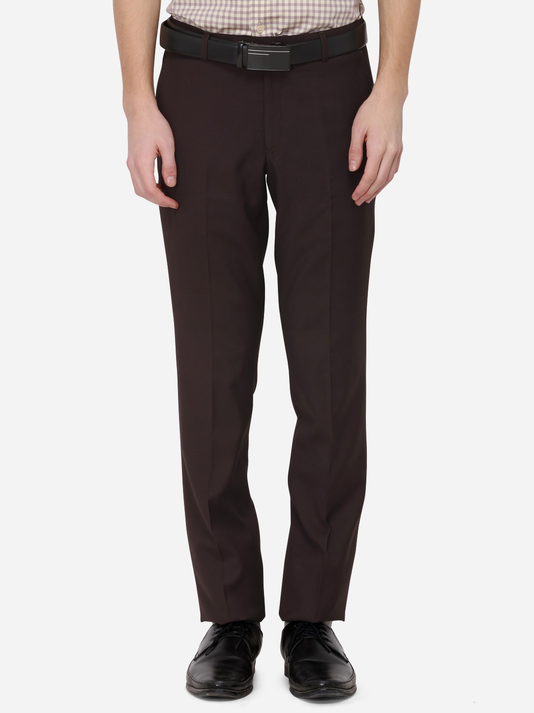 Metal | Brown Solid Formal Trousers (TMS97/2,FRENCH ROAST PLAIN)