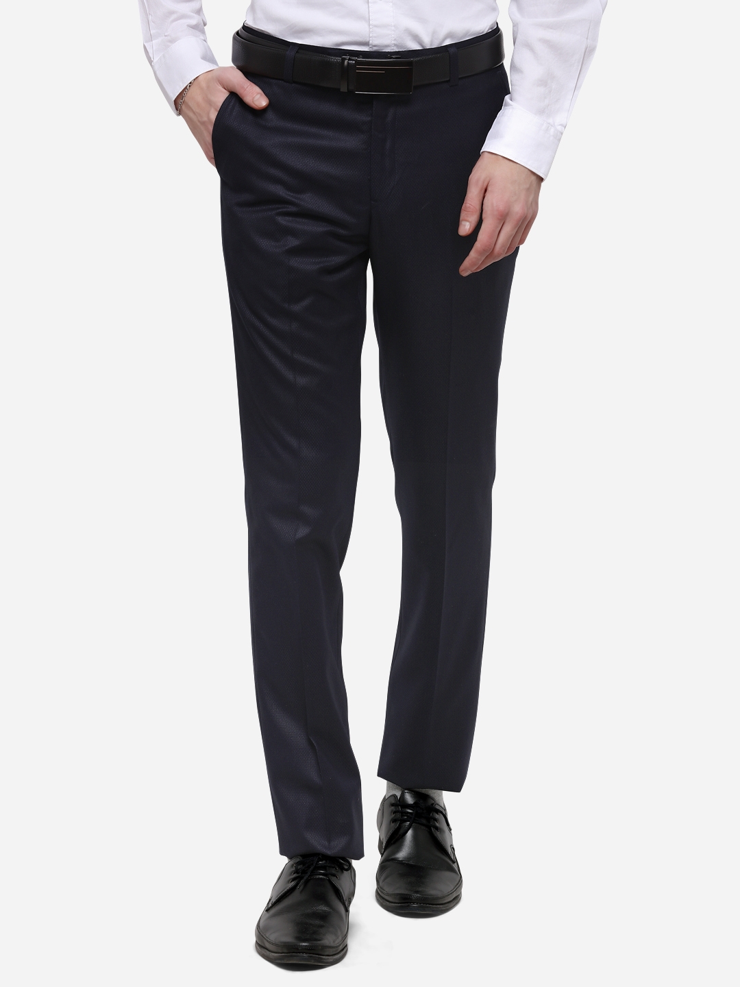 Metal | Blue Solid Formal Trousers (TMS98/2,BLUE SELF)
