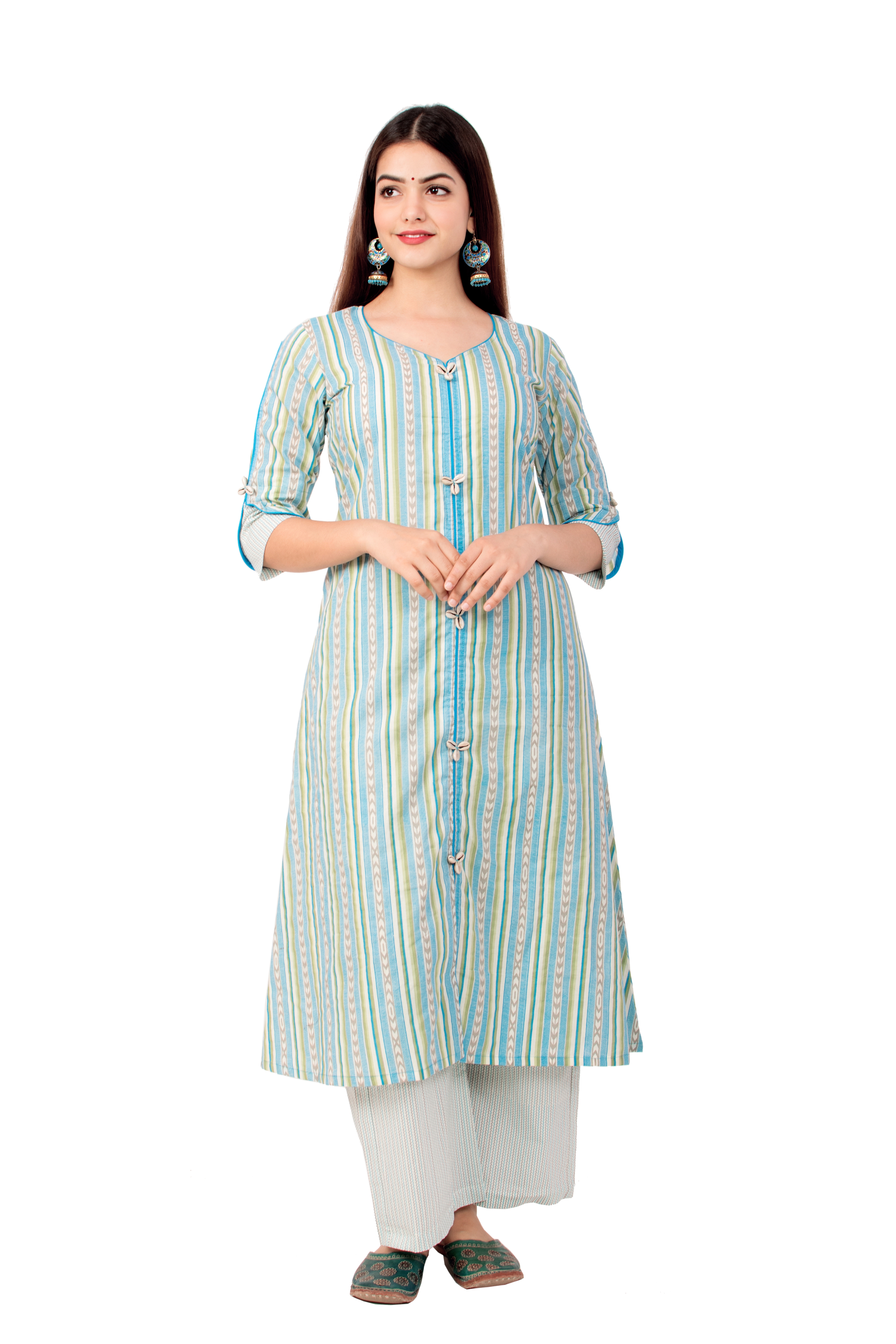Miravan | Miravan women's  cotton printed A Line  kurta And palazzo set 