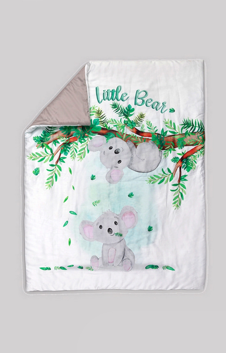 White Fancy Fluff Organic Baby Comforter - Koala